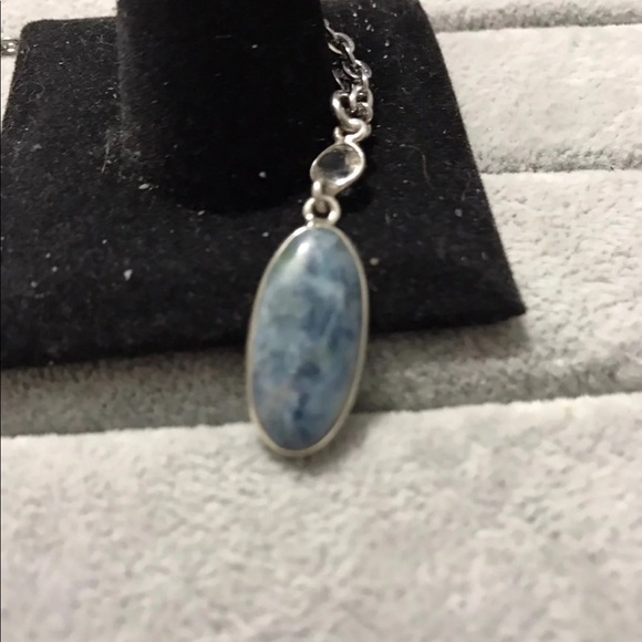 New Sterling Silver Mermaid Kyanite Short Necklace Pendant Topaz Accent Crystal - Picture 5 of 13